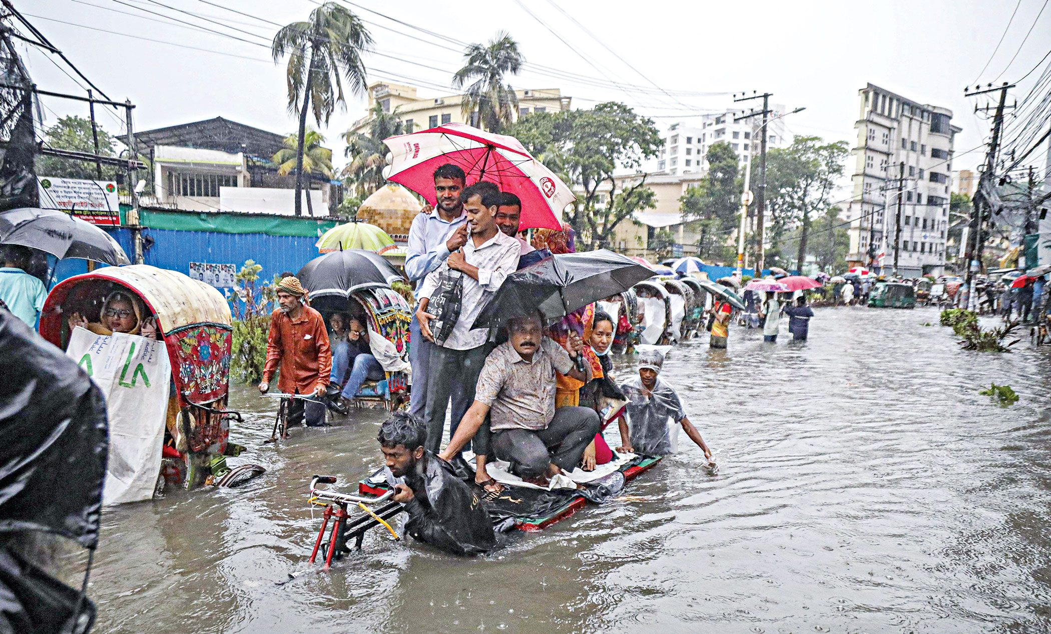 Torrential rain submerges port city