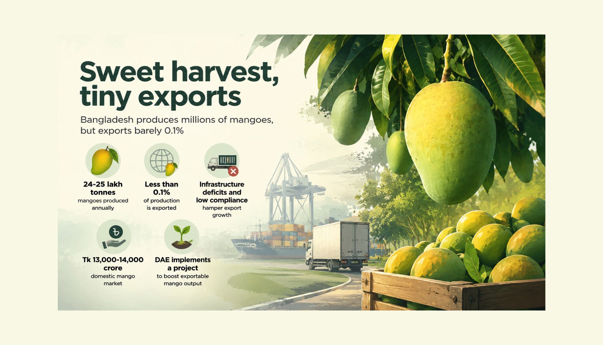 25 lakh tonnes of mangoes, and barely 0.1% make it abroad