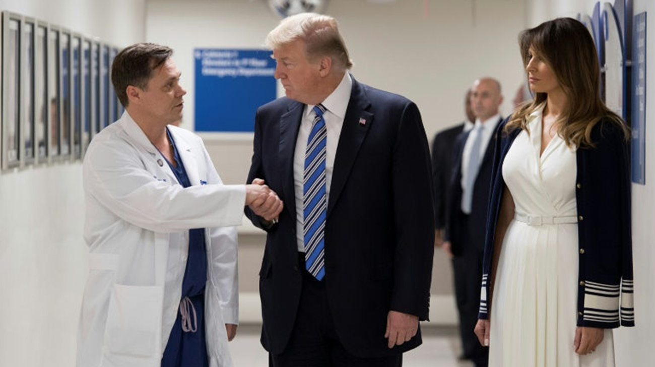 Trump visits Florida shooting survivors