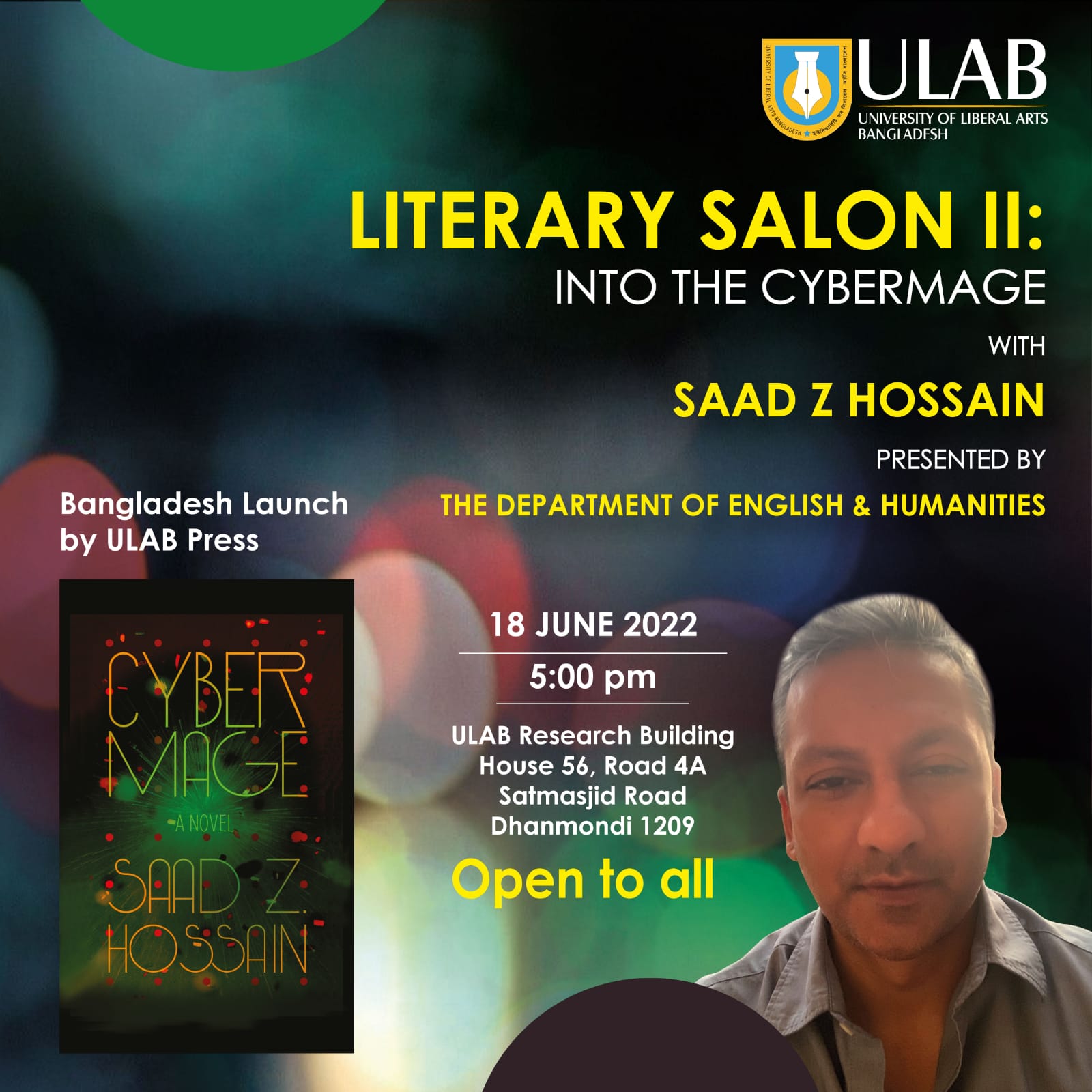 ULAB Literary Salon in discussion with Saad Z. Hossain, author of ‘Cyber Mage’