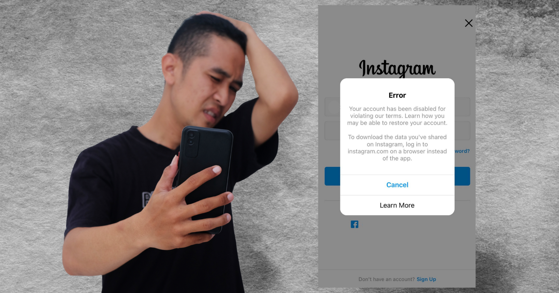 5 stages of grief as my Instagram gets suspended