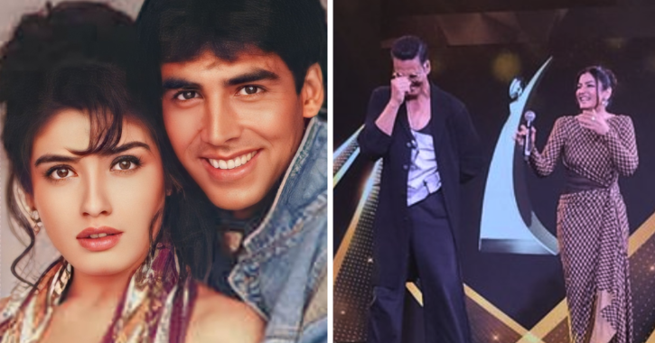 Exes Akshay Kumar, Raveena hug each other