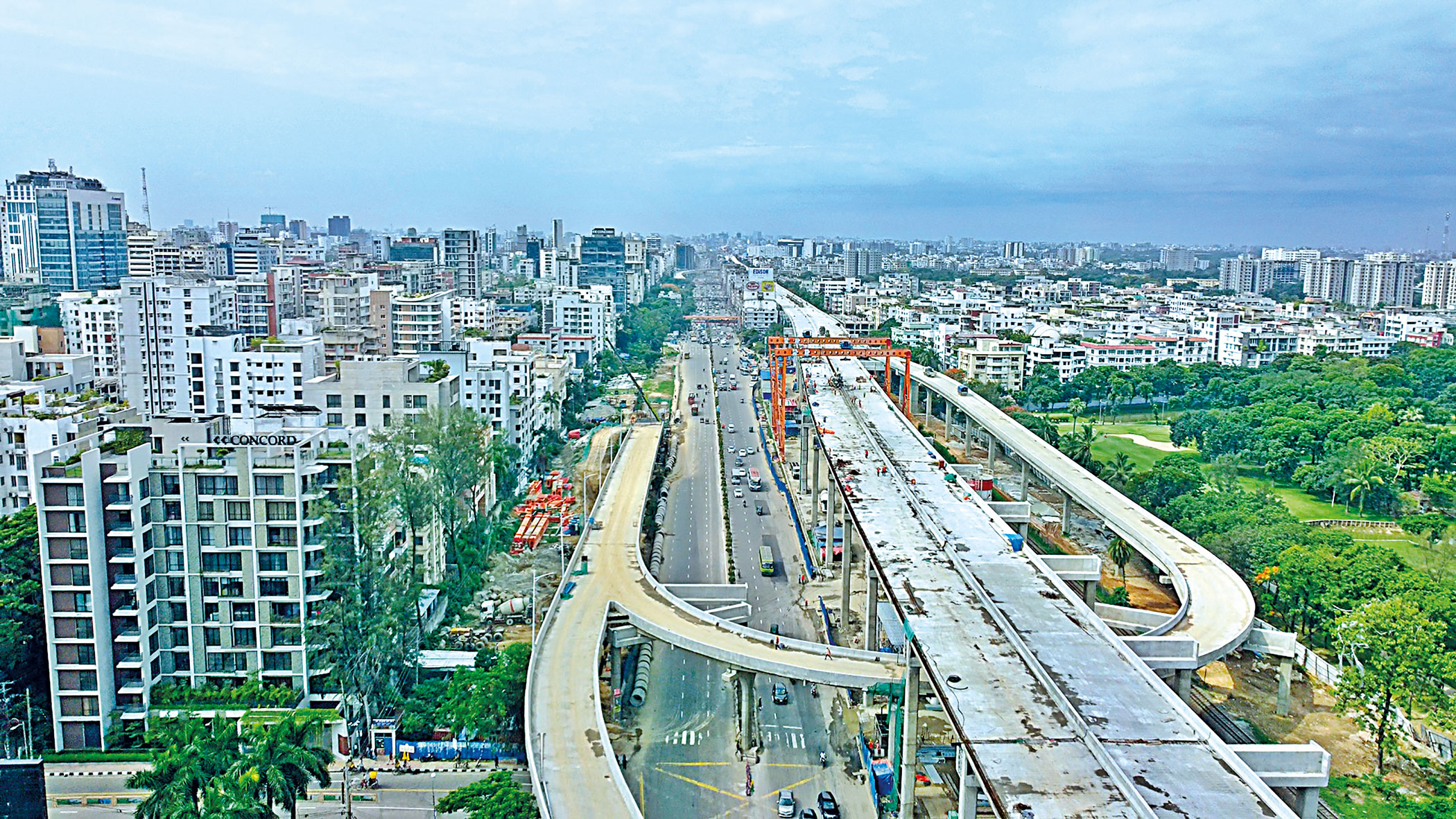 “The Dhaka Elevated Expressway introduces a unique feature with its ramps and main structure built adjacent to the road”