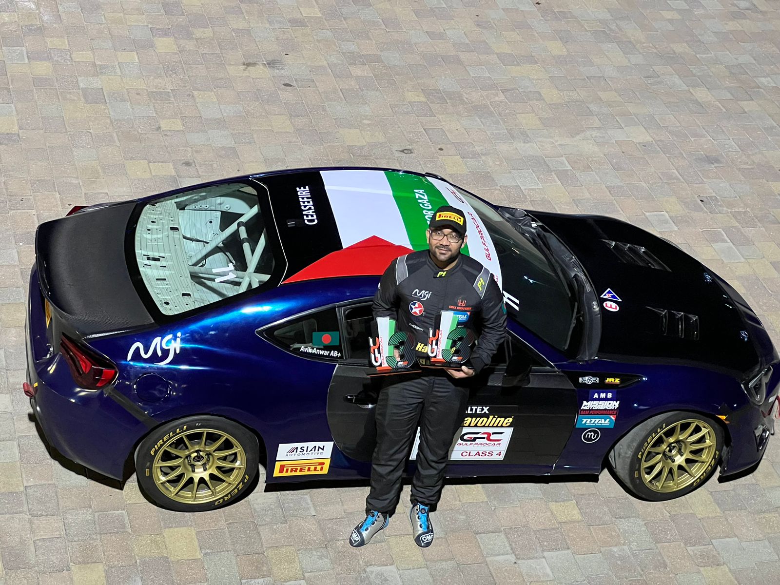 Avik Anwar 3rd in Gulf ProCar Round 2; dedicates win to Palestine