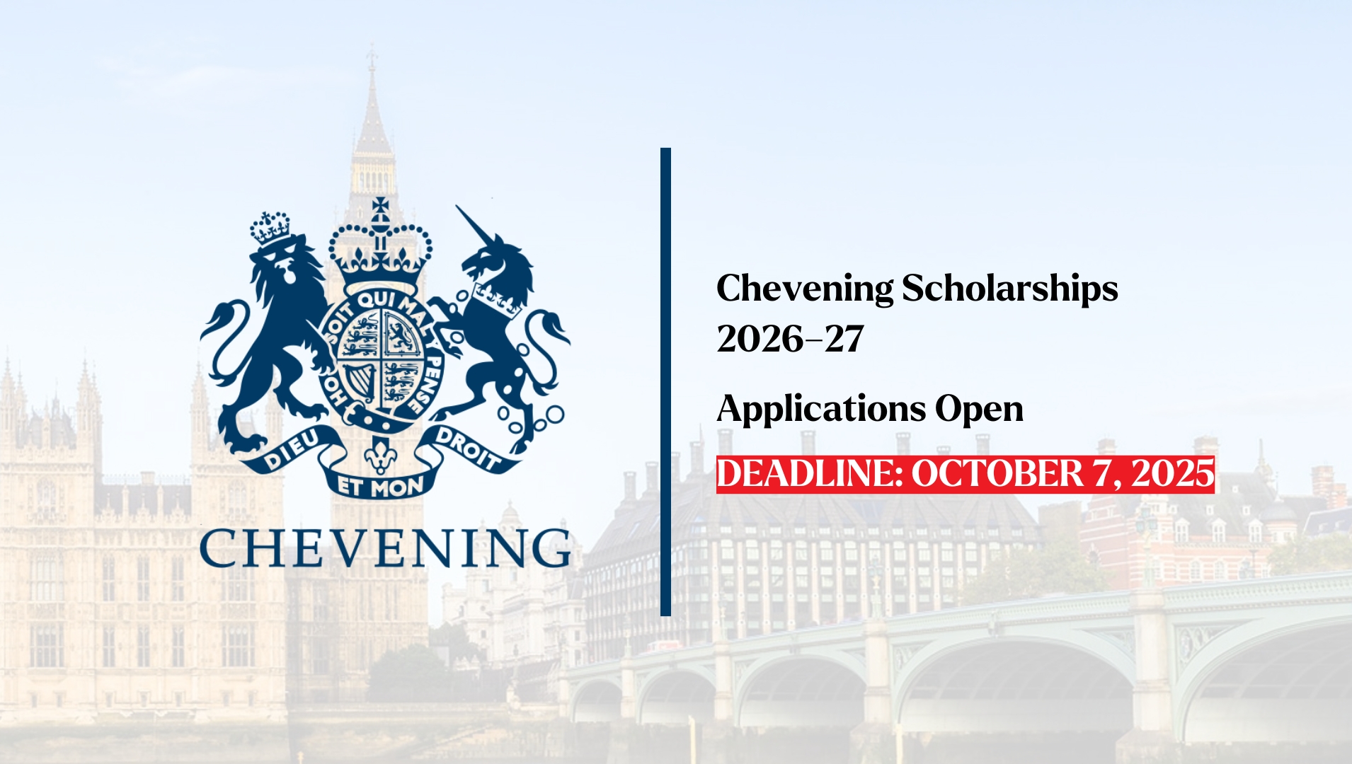 Apply: Chevening Scholarships for Bangladeshi students to study in the UK 