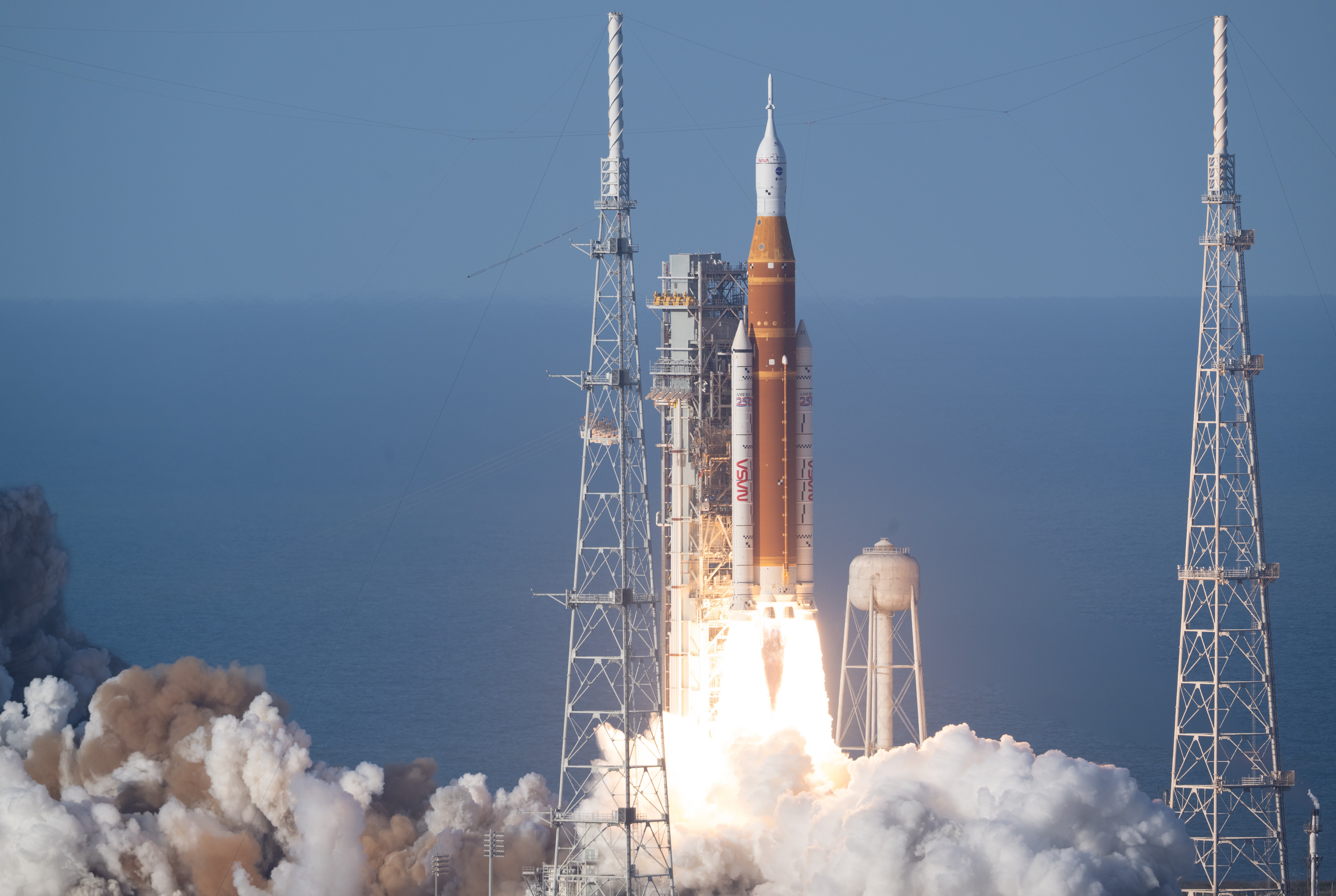 NASA’s Space Launch System rocket carrying the Orion spacecraft