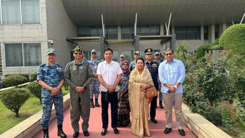 A delegation led by Civil Aviation Minister Afroza Khanam Rita visited the Bogura airport area today. Photo: Ministry of Civil Aviation and Tourism, Bangladesh 