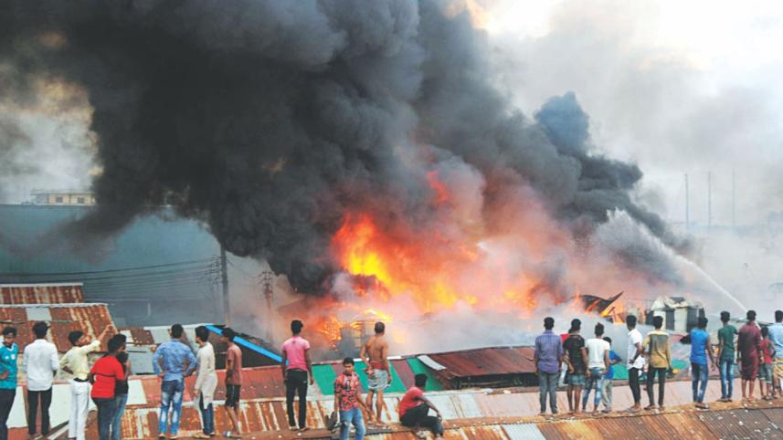 factories go up in flames