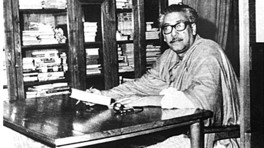 Bangabandhu Sheikh Mujibur Rahman in his study.