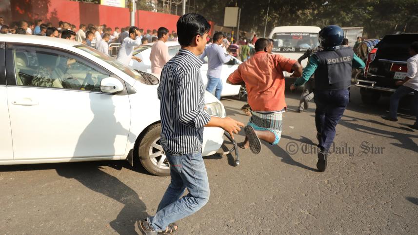 BNP men clash with police