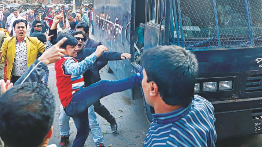 BNP activist kicking