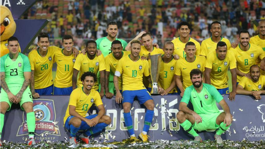 Brazilian players celebrate