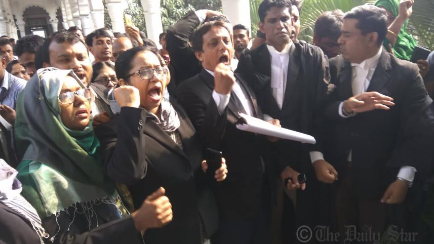 Pro-BNP lawyers bring out procession at the Supreme Court premises 