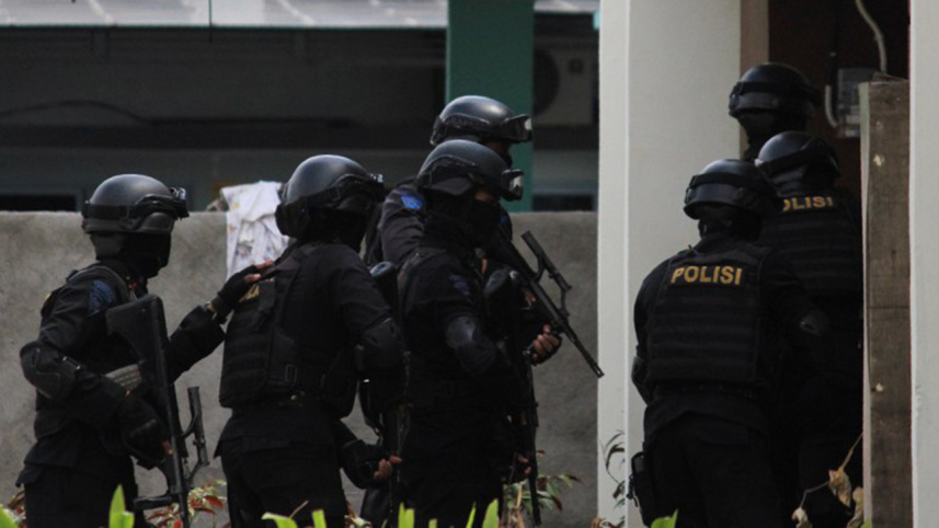 An Indonesian police raid