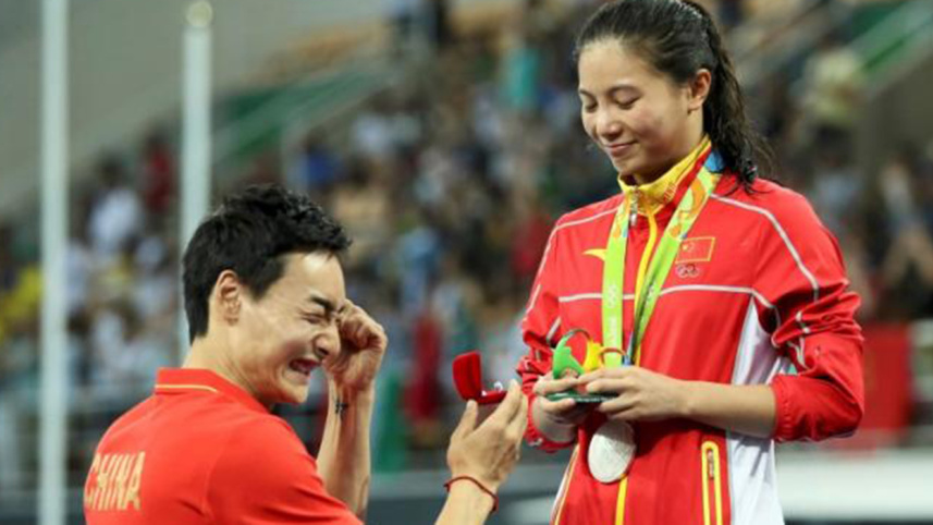 He Zi, Olympic medal stage, Chinese divers, Qin Kai, proposal of the Olympics