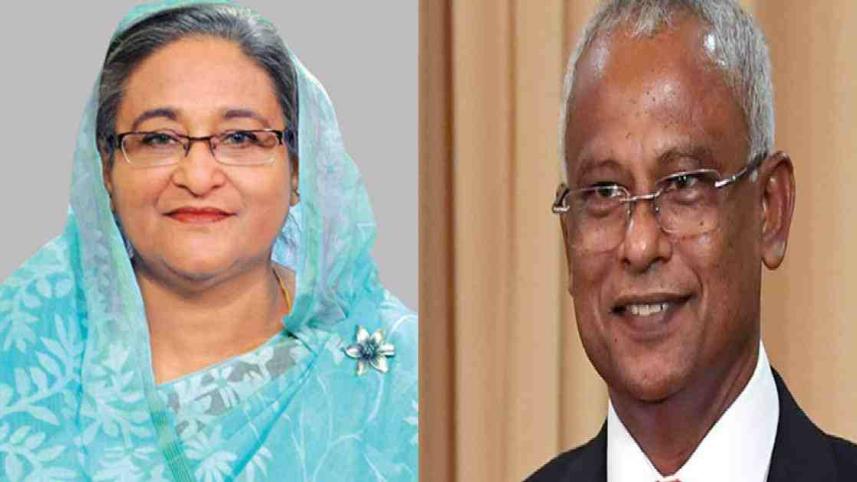 Maldives President Ibrahim Mohamed Solih and Bangladesh Prime Minister Sheikh Hasina