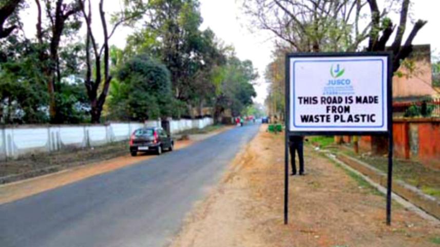 Recycled plastic for roads