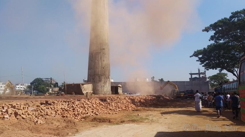 A mobile court conducts a drive against illegal brick kilns in Savar