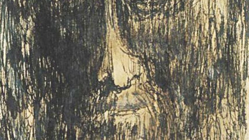 Self portrait, Rabindranath Tagore, Pen and ink on paper