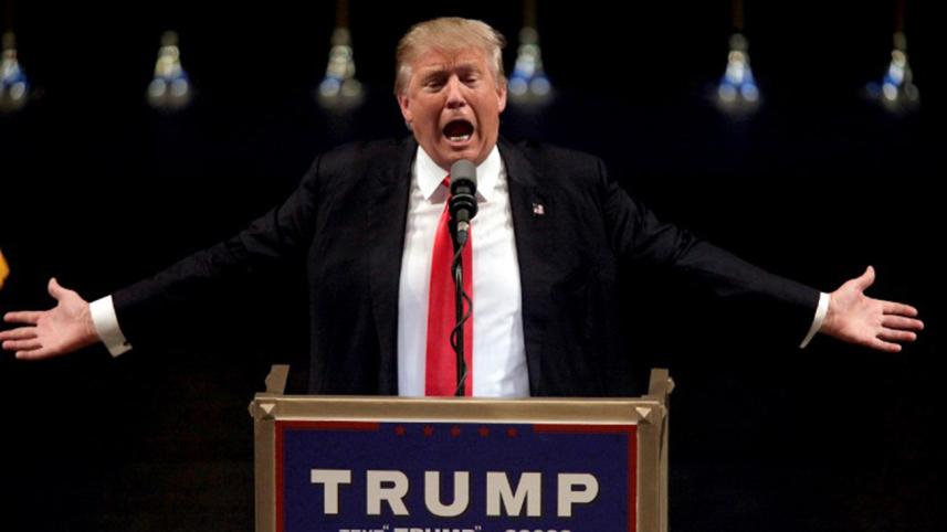 US Republican presidential candidate Donald Trump speaking during a rally