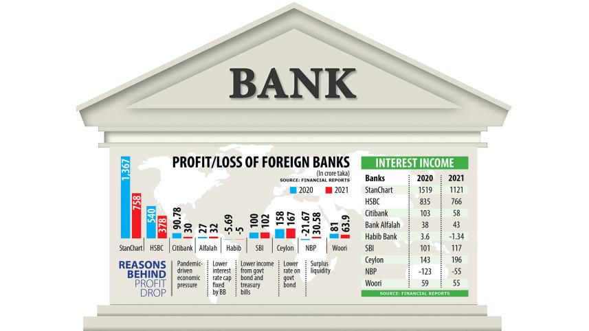Foreign banks profits plunge