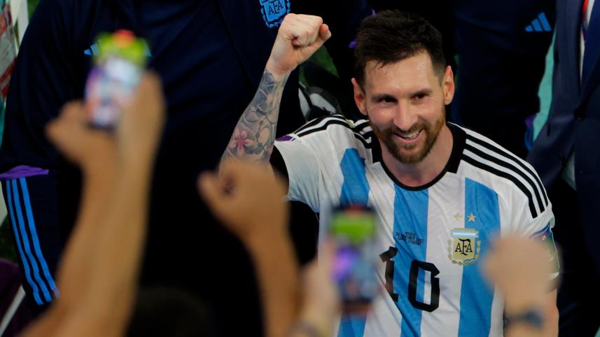 Lionel Messi celebrates World Cup win over Mexico