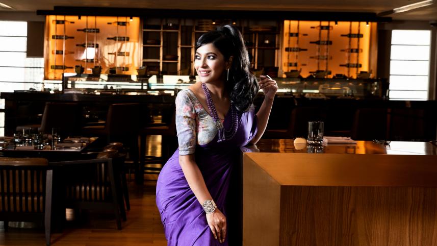 Azmeri Badhan Purple sari