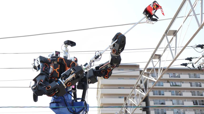 The 12-metre high robot is reminiscent of a menacing figure from 1980s sci-fi with its coke bottle eyes and a crude Wall-E-like head.