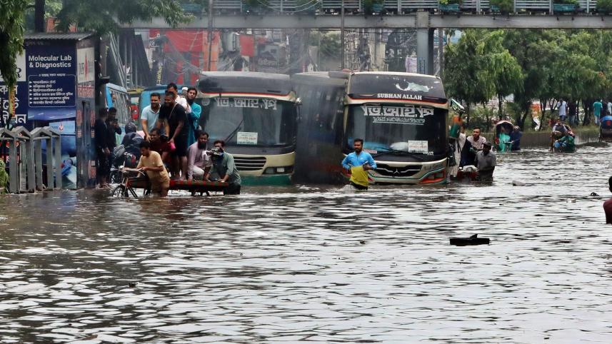parts of Dhaka waterlogged after heavy rain