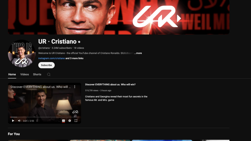 Cristiano Ronaldos YouTube channel UR . Ronaldo.