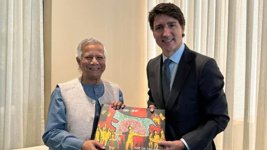 Yunus gifts The Art of Triumph to Trudeau