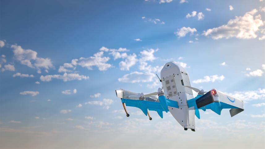 Amazon launches drone delivery service in US, signals potential for tech-driven logistics shift.