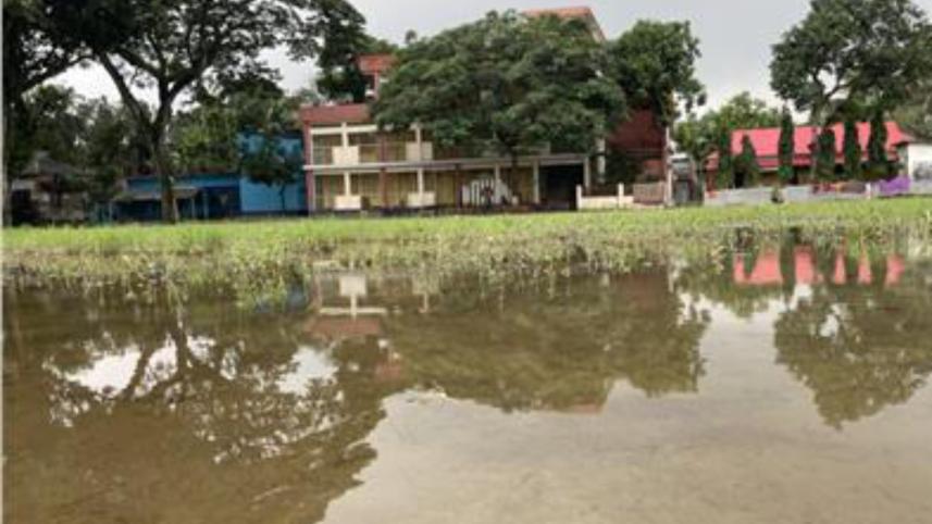 flooded school playground in bangladesh