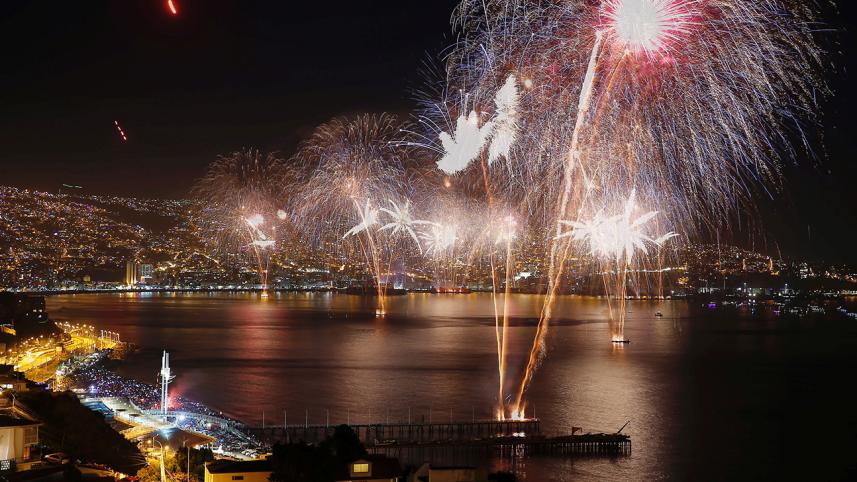 Welcoming Moments of Happy New Year 2018 in Chile