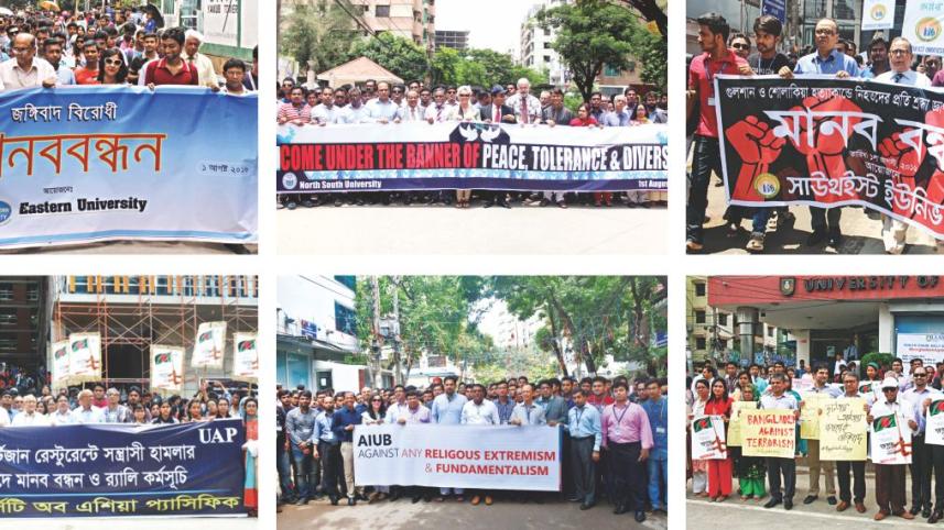 human chains against the recent terrorist attacks