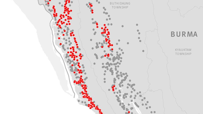Rohingya villages burnt
