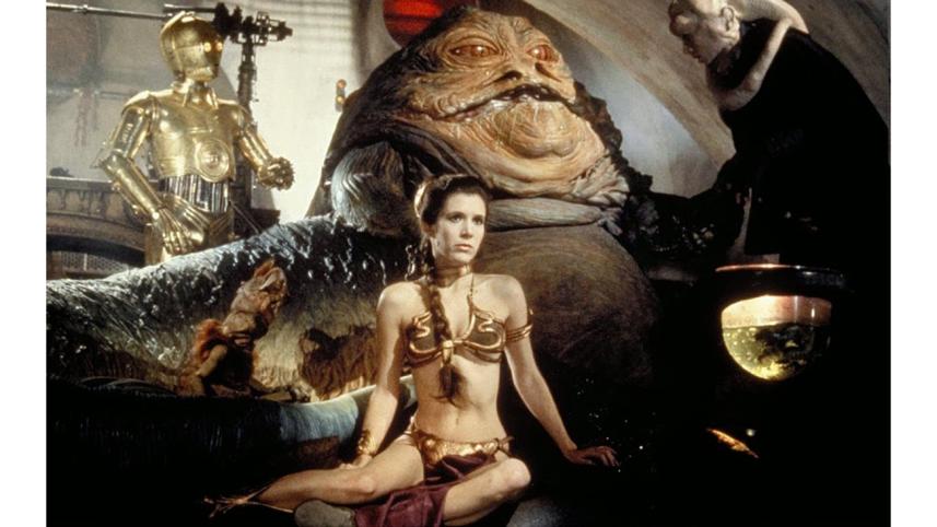 Fisher in her iconic bikini outfit