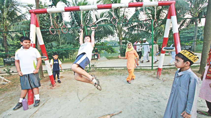 Who are the playgrounds for, if not the children