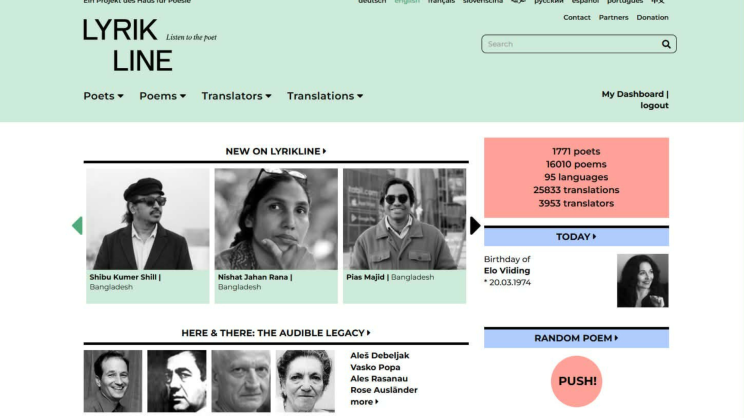 Screengrab from Lyrikline website