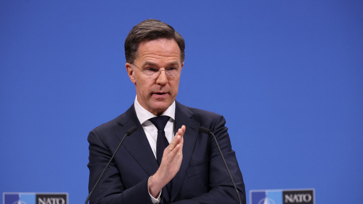 NATO Secretary General Mark Rutte gestures during a press conference to present his 2025 Annual Report, at NATO headquarters in Brussels, Belgium March 26, 2026. Photo: Reuters