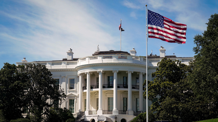 A general view of the White House as U.S. President Donald Trump's motorcade returns following a trip to Trump National Golf Club, in Washington, D.C., U.S., July 20, 2025. Photo: Reuters