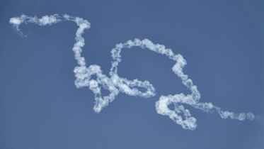 Smoke from a reported rocket interception is seen in the sky over Abu Dhabi on February 28, 2026. Photo: AFP/Fadel Senna