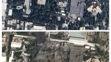'Before and after' images highlight damage at Iranian supreme leader Khameini's compound. Photo: Airbus