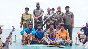 The rescued fishermen are currently under the custody of the Shelarchar Patrol Post. Photo: Collected/Sundarbans East Forest Division