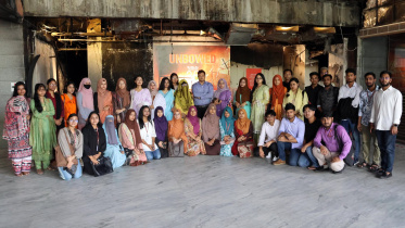 A group of around 60 students and two faculty members from Jagannath University's Mass Communication and Journalism department visited The Daily Star today. Photo: Star