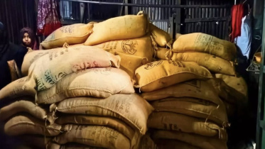 ​According to locals, government rice had been hoarded in Jamaat leader's house for a long time to be sold later at higher prices. Photo: Star