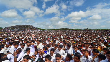 Rohingya refugees gather at Kutupalong camp in Cox's Bazar to mark the anniversary of the mass exodus from Myanmar, August 2019. Photo: Munir Uz Zaman/AFP