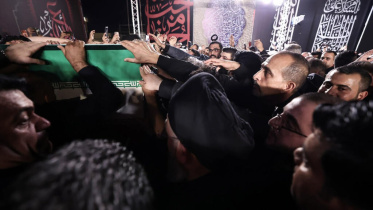 Iraqi officials and senior politicians received the remains of Khamenei on Tuesday night at Najaf international airport. Photo: AFP