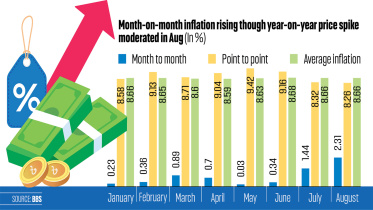 Month-on-month inflation rising though year-on-year price spike moderated in Aug 2026