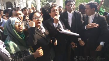 Pro-BNP lawyers bring out procession at the Supreme Court premises 